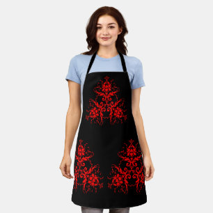 Romantischer, eleganter vintage roter Damast Schürze