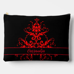 Romantischer, eleganter vintage roter Damast Zubehörtasche