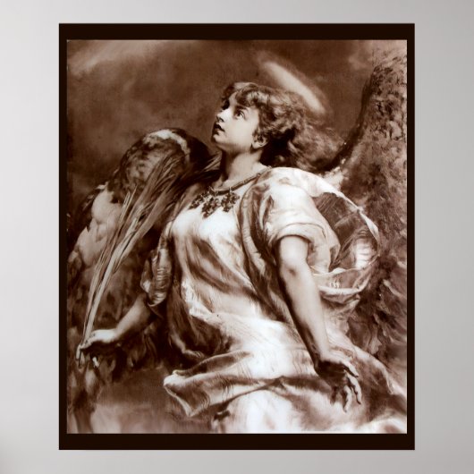 ROMANTISCHER ENGEL MIT FEDER IN BRAUNER SEPIA, WEI POSTER (Vorne)
