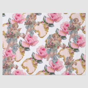 ROMANTISCHER ENGEL Sammelt ROSA ROSEN Seidenpapier