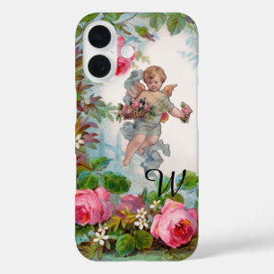 ROMANTISCHER ENGEL Sammelt rosa Rosen und Blumen iPhone 16 Hülle