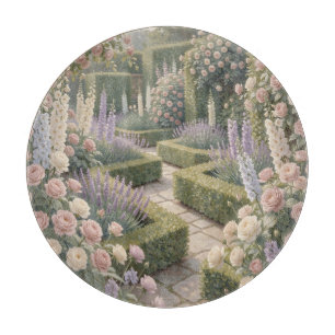 Romantischer englischer Garten Rosa Rosen Lavendel Schneidebrett