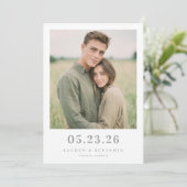 Romantischer Erdiger Minimalistischer Foto Save The Date (Stehend Vorderseite)