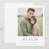 Romantischer Erdiger Minimalistischer Foto Save The Date (Vorne/Hinten)