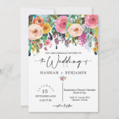 Romantischer Fall Floral Wedding Arch Foto QR Code Einladung (Vorderseite)