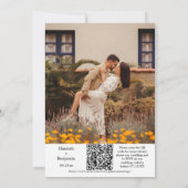 Romantischer Fall Floral Wedding Arch Foto QR Code Einladung (Rückseite)