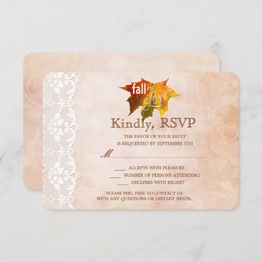 Romantischer Fall in Liebe Hochzeit RSVP Einladung (Vorne/Hinten)