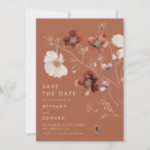 Romantischer Fall Terracotta Wildblume Hochzeit Save The Date (Vorderseite)