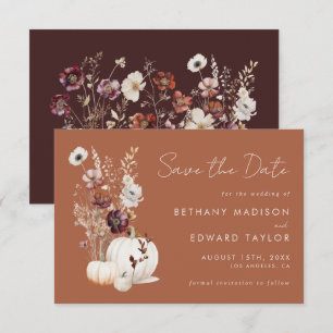 Romantischer Fall Terracotta Wildblume Hochzeit Save The Date