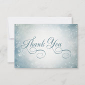 Romantischer Falling Snow Blue White Sparkle Empfa Dankeskarte (Vorderseite)