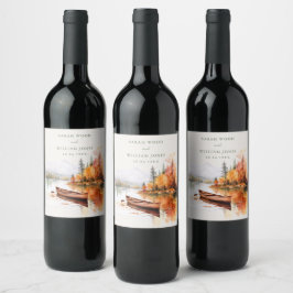 Romantischer Fallsee und Bootshochzeit Weinetikett