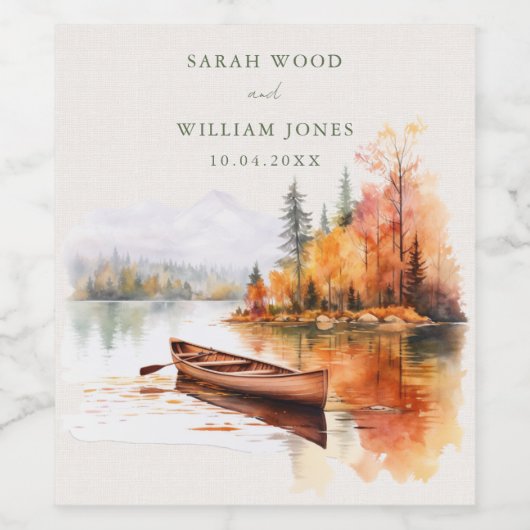 Romantischer Fallsee und Bootshochzeit Weinetikett (Einzelnes Label)