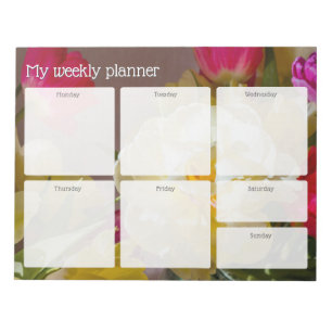 Romantischer farbenfroher Blumen-Wochenplaner Notizblock