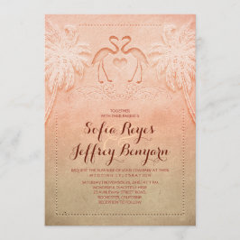 Romantischer Flamingo Beach Hochzeitsempfang Einladung