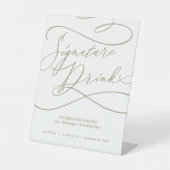 Romantischer Flat Gold Calligrafy Signature Drink Sockelschild (Vorderseite)