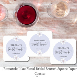 Romantischer Flieder-Blumen-Hochzeitsbrunch Rechteckiger Pappuntersetzer