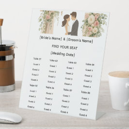 Romantischer Floraler Hochzeits-Sitzplan Sockelschild