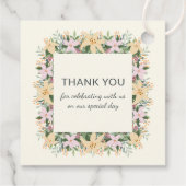 Romantischer floraler Hochzeitskranz Geschenkanhänger (Rückseite)