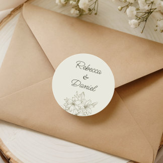 Romantischer floraler Hochzeitsumschlag-Siegel-Auf Runder Aufkleber
