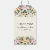 Romantischer floraler Kranz Hochzeit Geschenkanhänger (Rückseite)