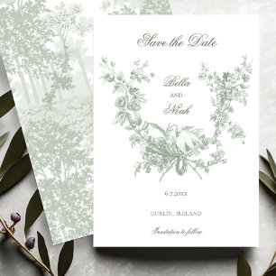 Romantischer Floraler Kranz mit Liebesvögeln Hochz Save The Date