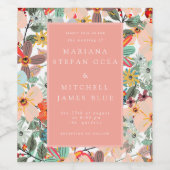 Romantischer, floraler, rosafarbener Pfirsich Weinetikett (Einzelnes Label)