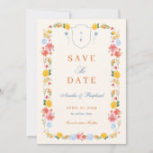 Romantischer floraler Torbogen-Monogramm-Wappen-Ho Save The Date (Vorderseite)