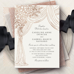 Romantischer floraler Vorhangbogen Hochzeit Folieneinladung