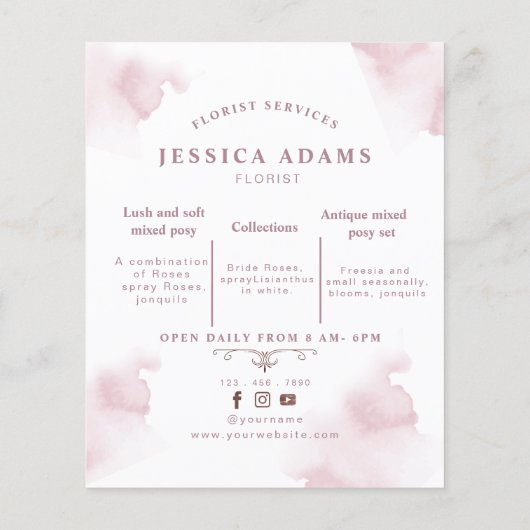Romantischer Flyer Aquarellblumen (Hinten)