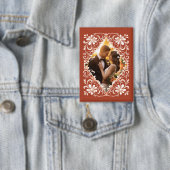 Romantischer Foto-Ziegelrot-Jubiläums-Pin-Button Button (Insitu)