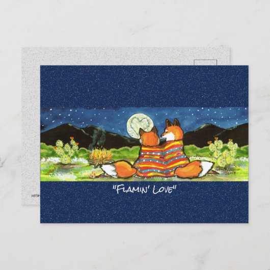 Romantischer Fox Couple Whimsical Watercolor Postc Postkarte (Vorne/Hinten)