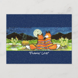 Romantischer Fox Couple Whimsical Watercolor Postc Postkarte