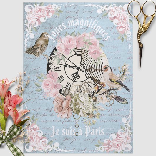 Romantischer französischer Grunge Blütenblume Ephe Seidenpapier