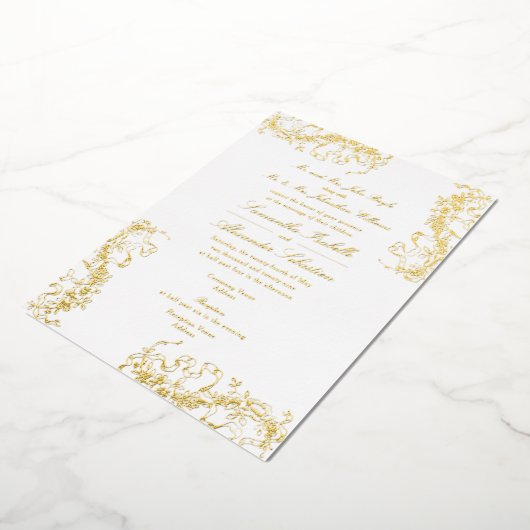 Romantischer französischer Rokoko Folieneinladung (Gedreht)