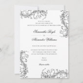 Romantischer französischer Rokoko mit Blumenzwiebe Einladung (Vorderseite)