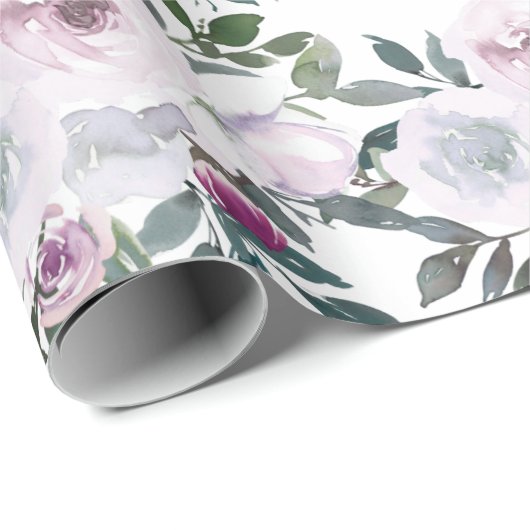 Romantischer Frühling Florals | Wasserfarbe Geschenkpapier (Rolleneckpunkt)