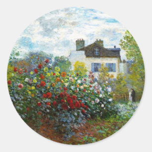 Romantischer Frühling Hochzeit Vintag Monet Garden Runder Aufkleber