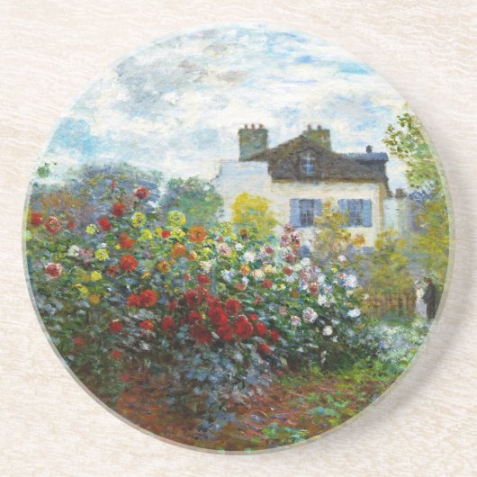 Romantischer Frühling Hochzeit Vintag Monet Garden Sandstein Untersetzer (Vorne)