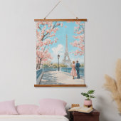 Romantischer Frühling in Paris Wandteppich Mit Holzrahmen (Schlafzimmer)