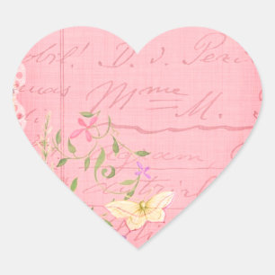 Romantischer Frühling Vintage Rosa Herz-Aufkleber