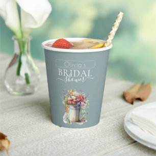 Romantischer Frühlingsblumen-Vase-Junggesellinnena Pappbecher