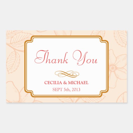 Romantischer Frühlingsgarten Blumensorbet Korallen Rechteckiger Aufkleber (Vorderseite)