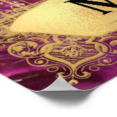Romantischer Fuchsia-Pfau und Rose Fantasie Poster (Ecke)
