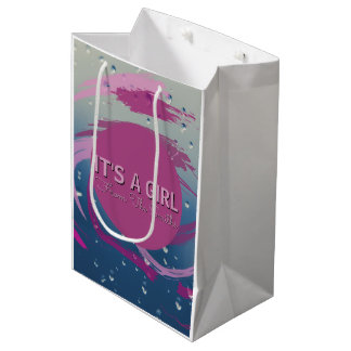 Romantischer Fuchsia- & sanfter Rosa-Pinselstrich Mittlere Geschenktüte