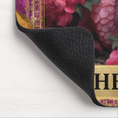 Romantischer Fuchsiendrache und Rose Fantasie Mousepad (Ecke)