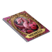 Romantischer Fuchsiendrache und Rose Fantasie Notizblock (Rechte Seite)