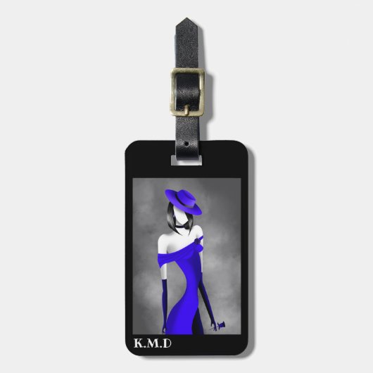 Romantischer Gangster-Moll mit Rose-Gepäckanhänger Gepäckanhänger (Vorderseite vertikal)