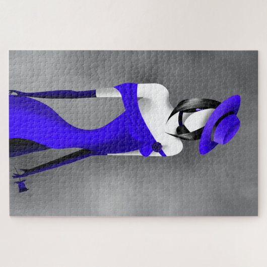 Romantischer Gangster-Moll mit Rose Jigsaw Puzzle (Horizontal)