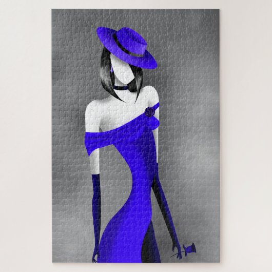 Romantischer Gangster-Moll mit Rose Jigsaw Puzzle (Vertikal)