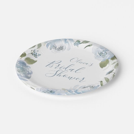 Romantischer Garten Aquarell Brautparty pa Pappteller (Schrägansicht)